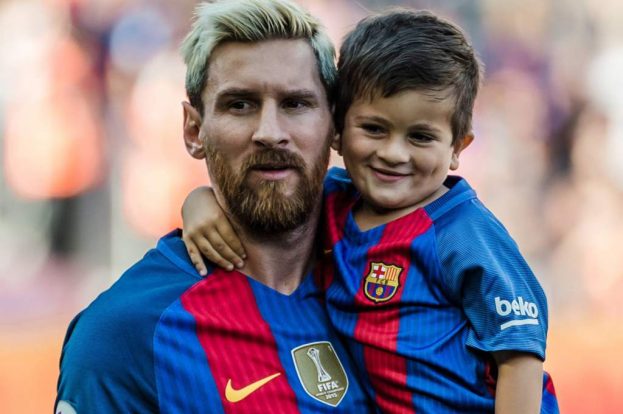 Lionel y Thiago Messi