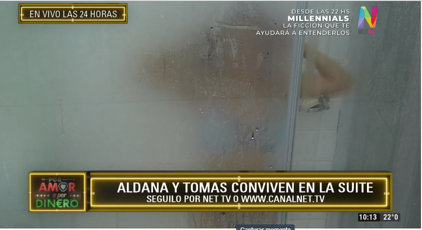 Aldana en la ducha