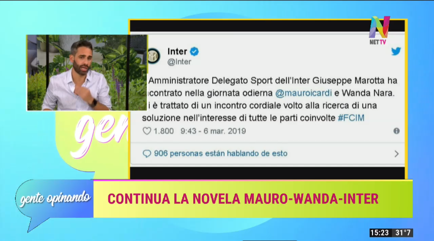 Mauro y Wanda Icardi reunidos en el Inter