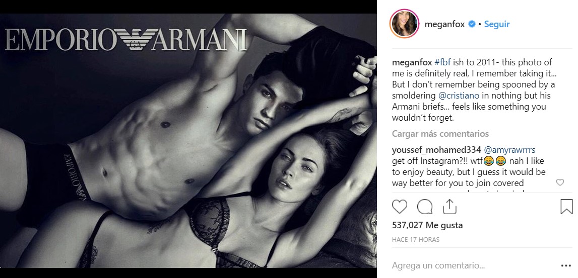 Megan Fox envió una ardiente indirecta a Cristiano Ronaldo