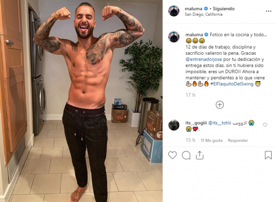 Maluma mostró el sorprendente cambio físico luego de 12 días con