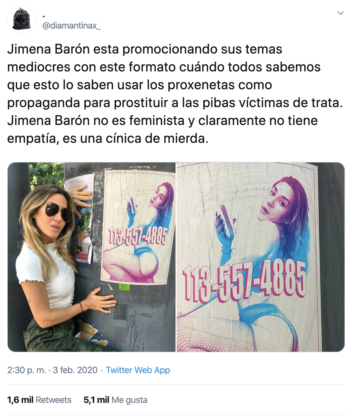Críticas a Jmena Barón en Twitter