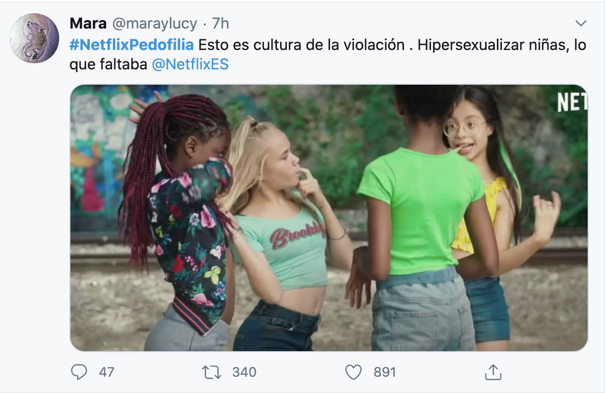 Tuits Cutie pedofilia Netflix