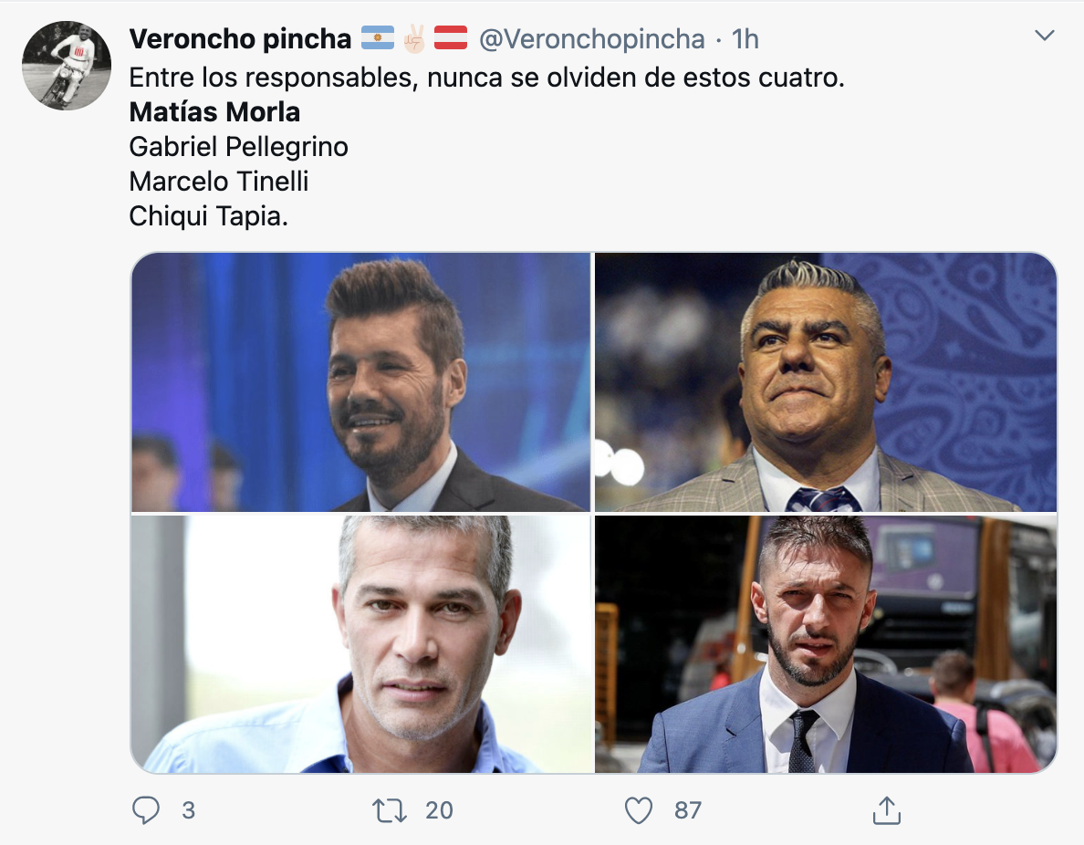 Tuits en repudio a Matías Morla
