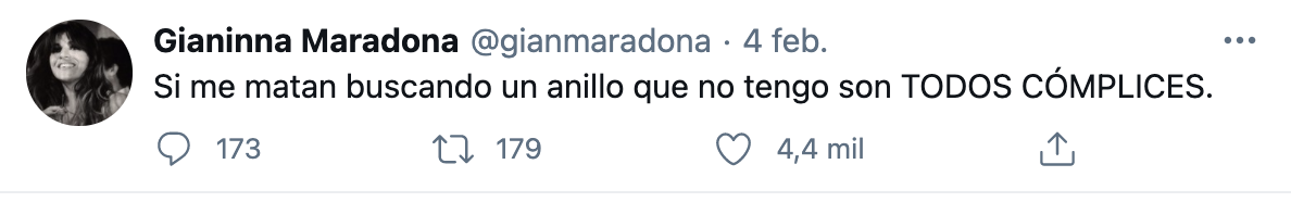 Tuit Gianinna Maradona