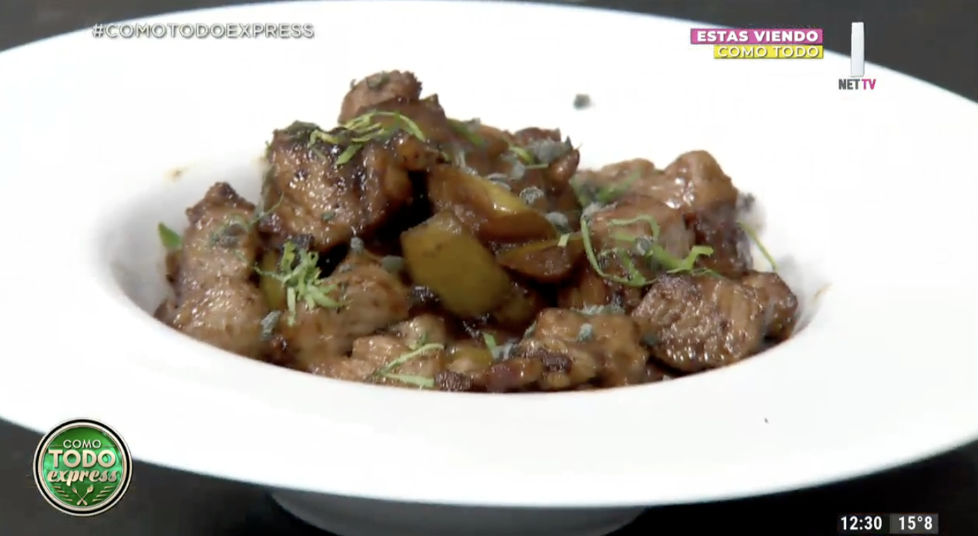 Bondiola con manzanas y fernet