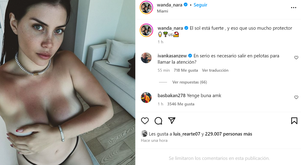 Wanda Nara publicó una foto desnuda: la reacción de Mauro Icardi